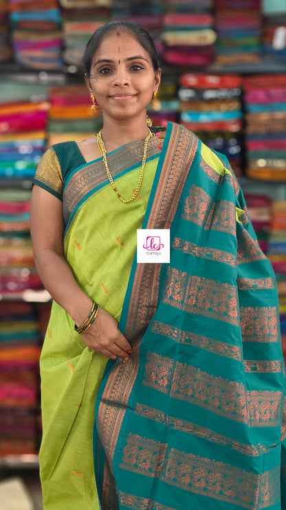 Kalyani cotton Butta parrot green