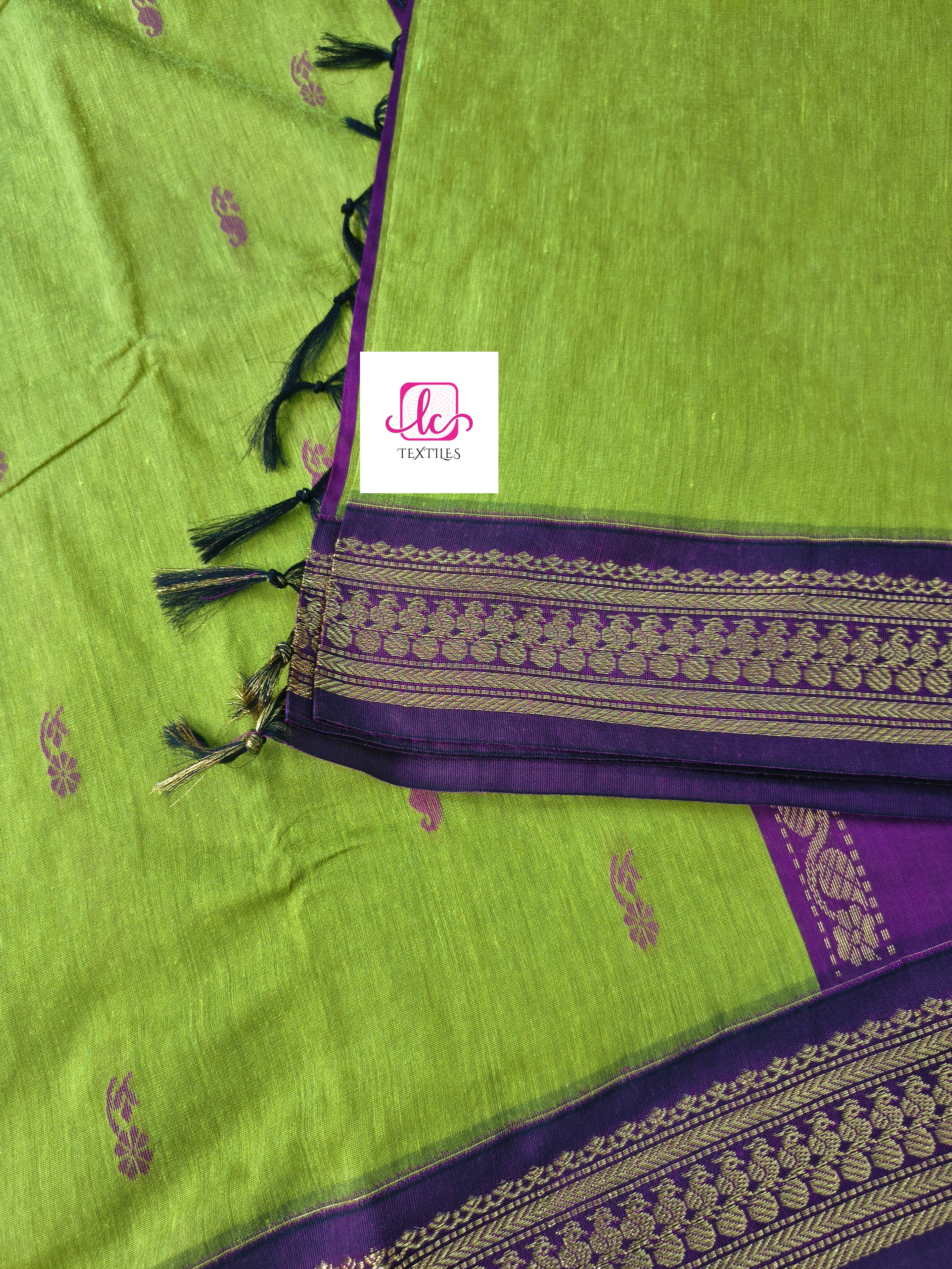 Kalyani cotton Butta Neon green