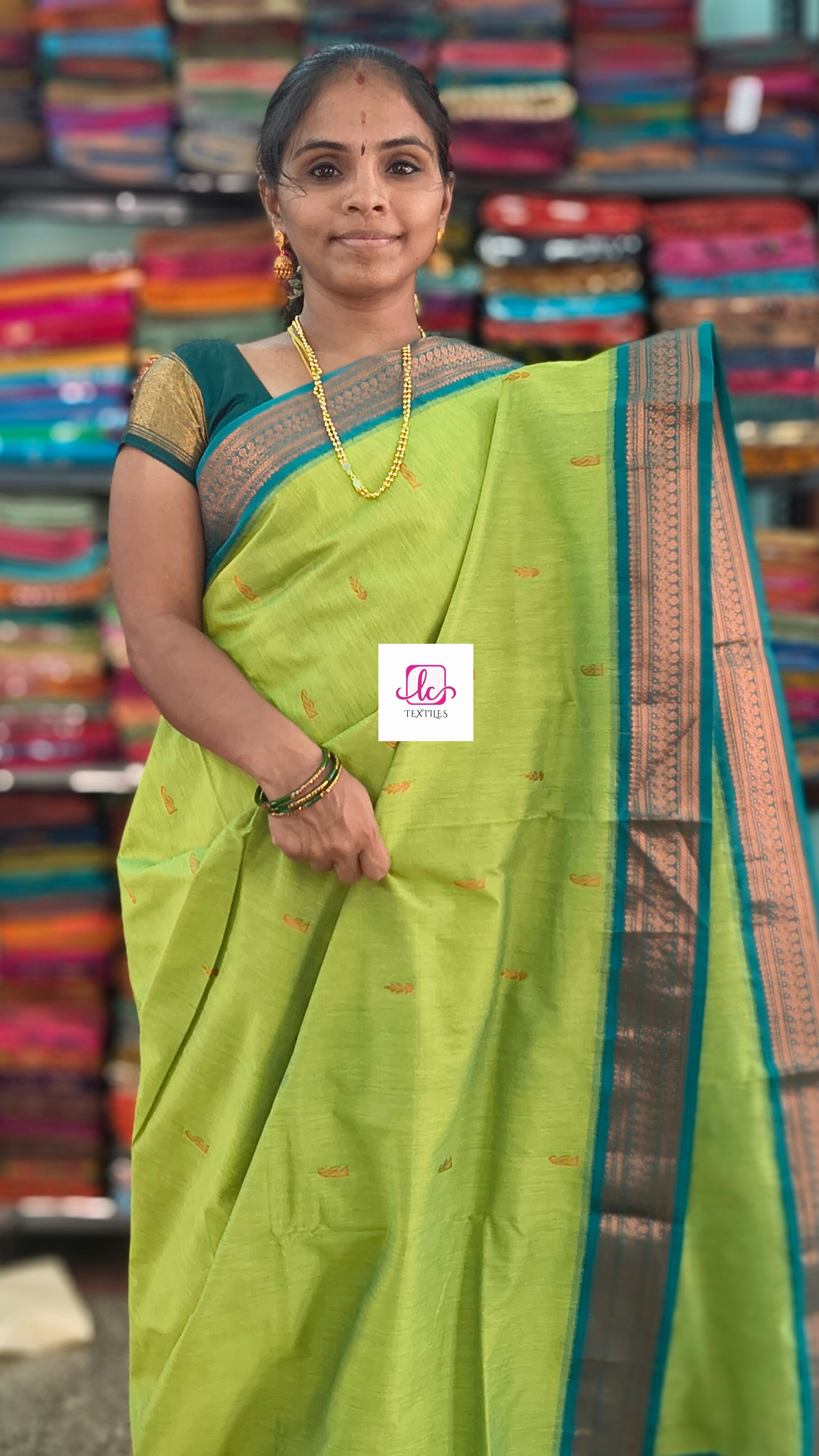 Kalyani cotton Butta parrot green
