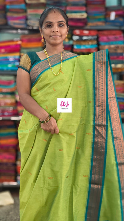 Kalyani cotton Butta parrot green
