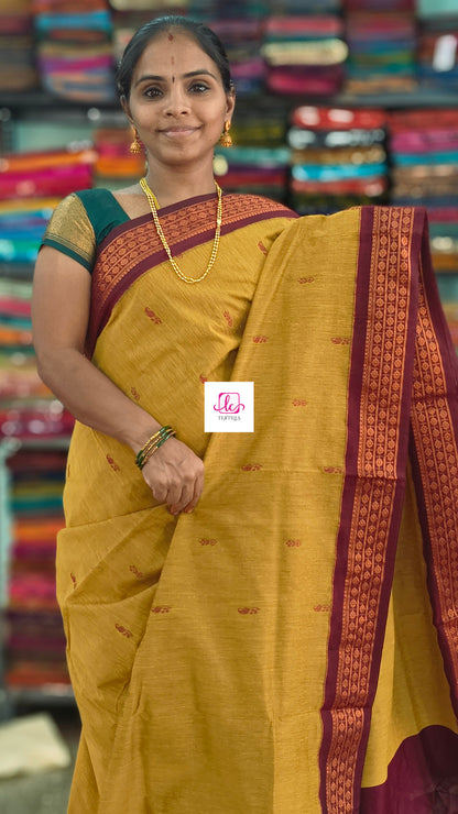 Kalyani cotton Butta Mustard yellow