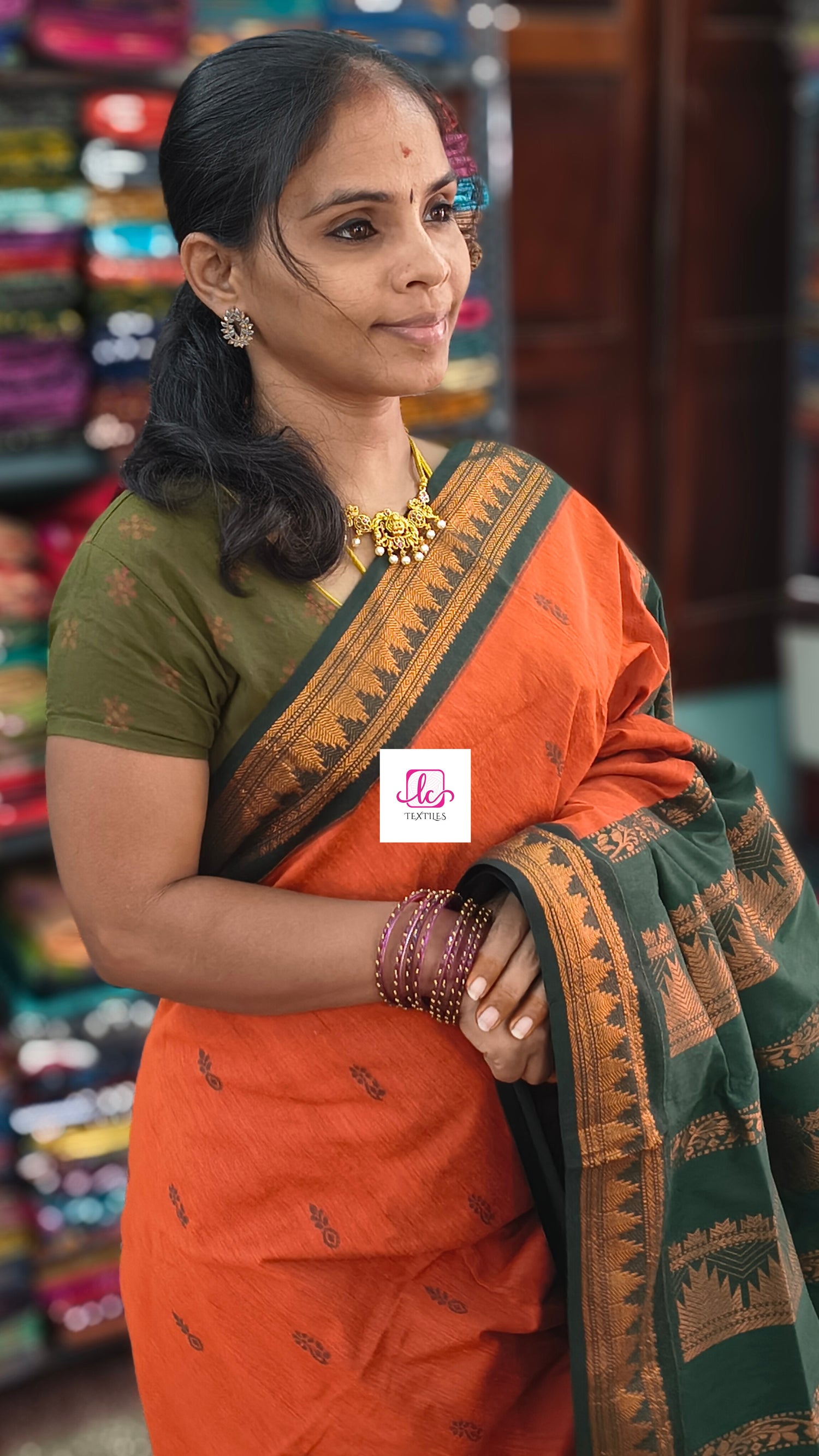 Kalyani cotton Butta Orange