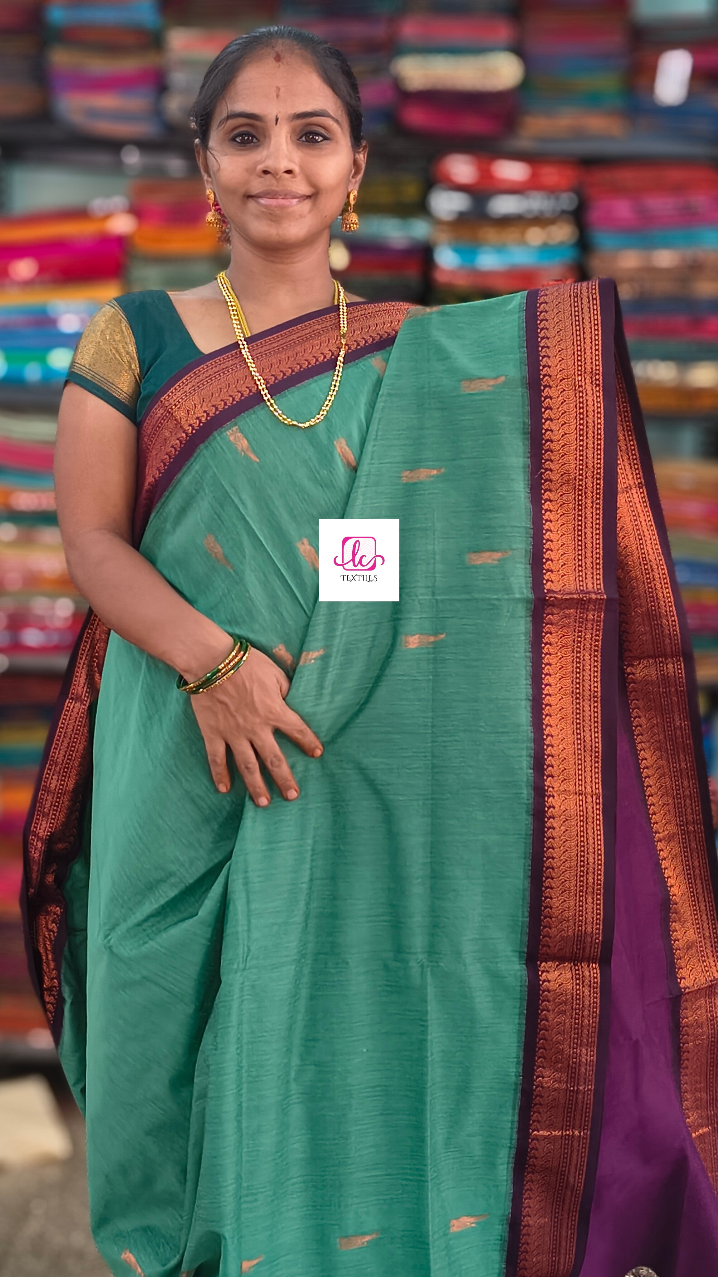 Kalyani cotton Butta Teal green