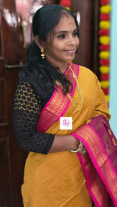 Kalyani cotton checks Mustard yellow