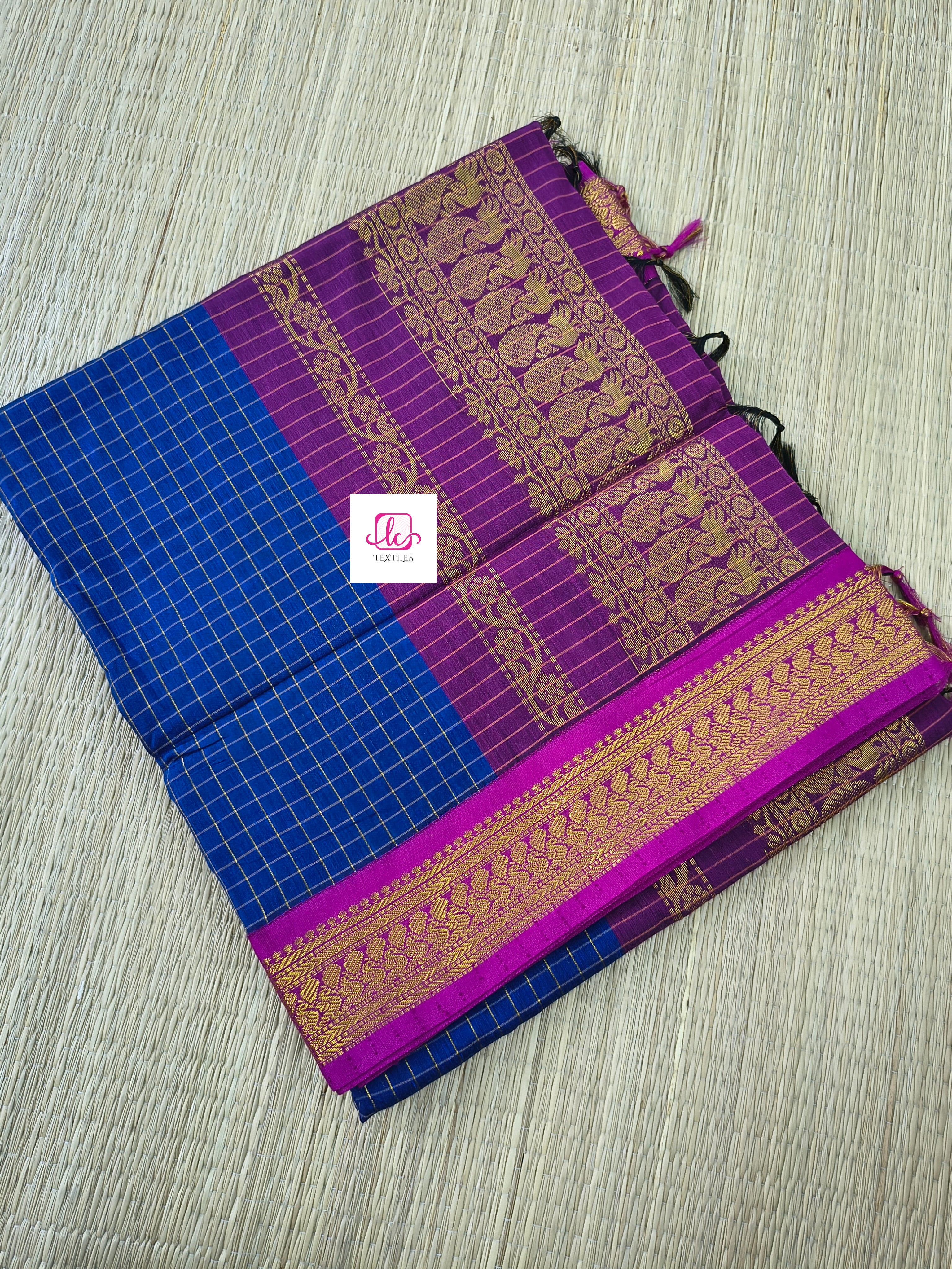 Kalyani cotton checks Royal blue