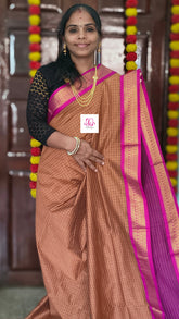 Kalyani cotton checks Warm peach