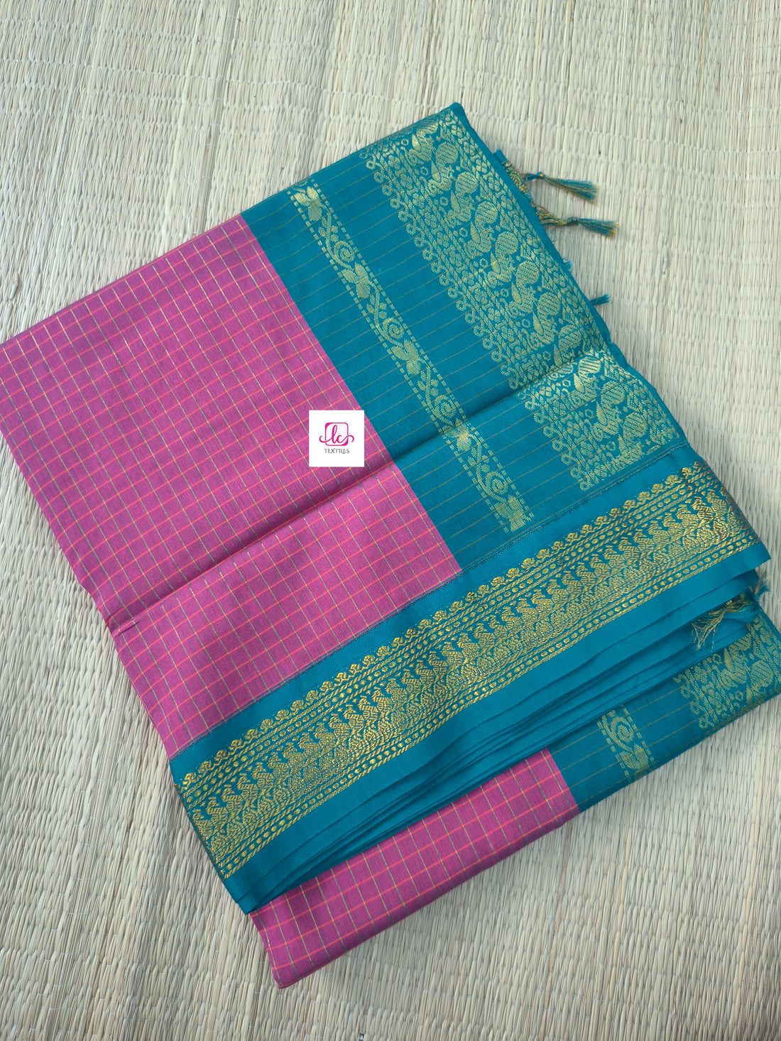 Kalyani cotton checks pink