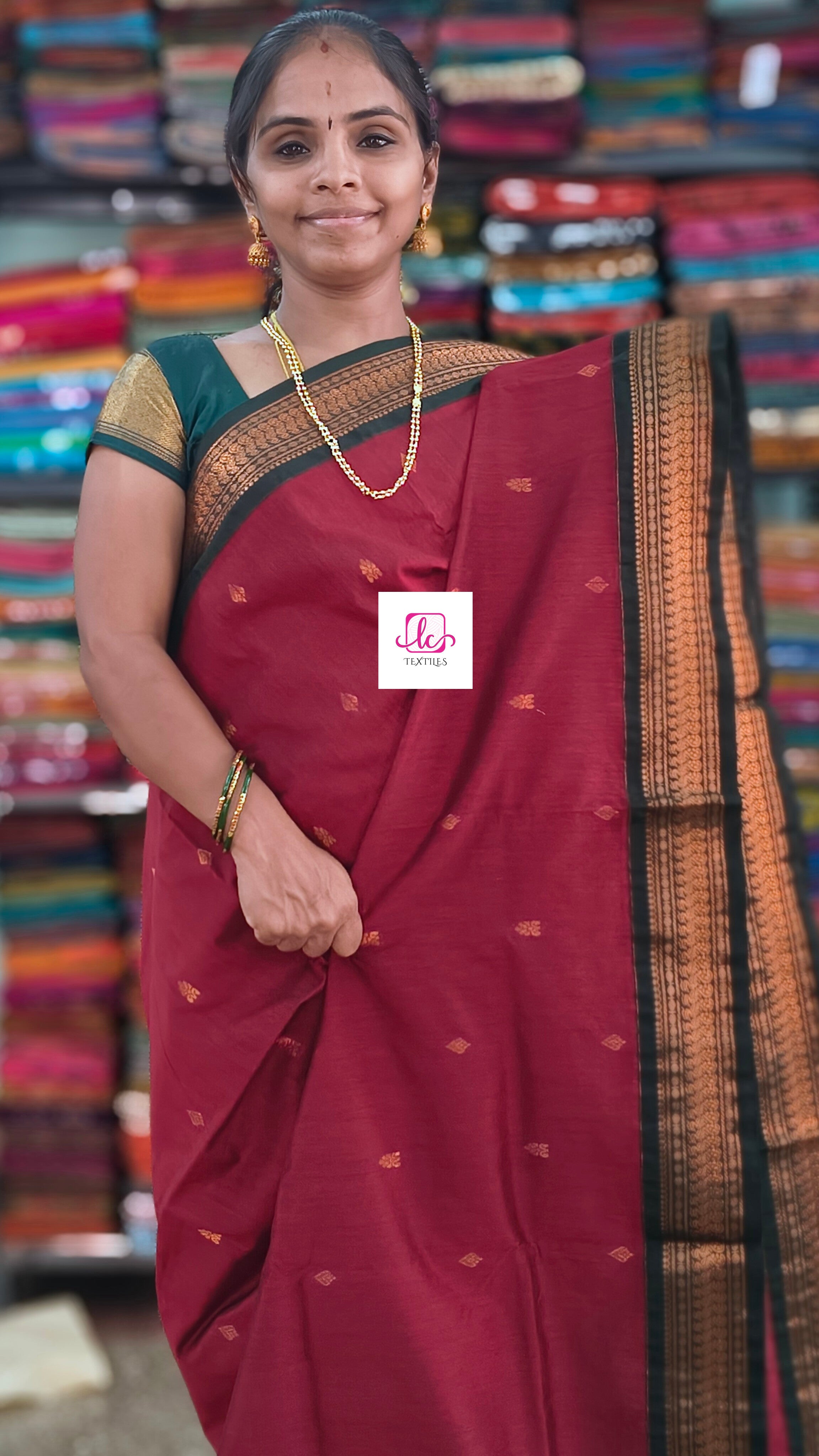 Kalyani cotton Butta Deep wine maroon