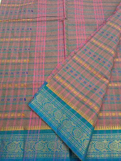 Kanchi Cotton Festival Fusion Baby pink mixed green dual tone