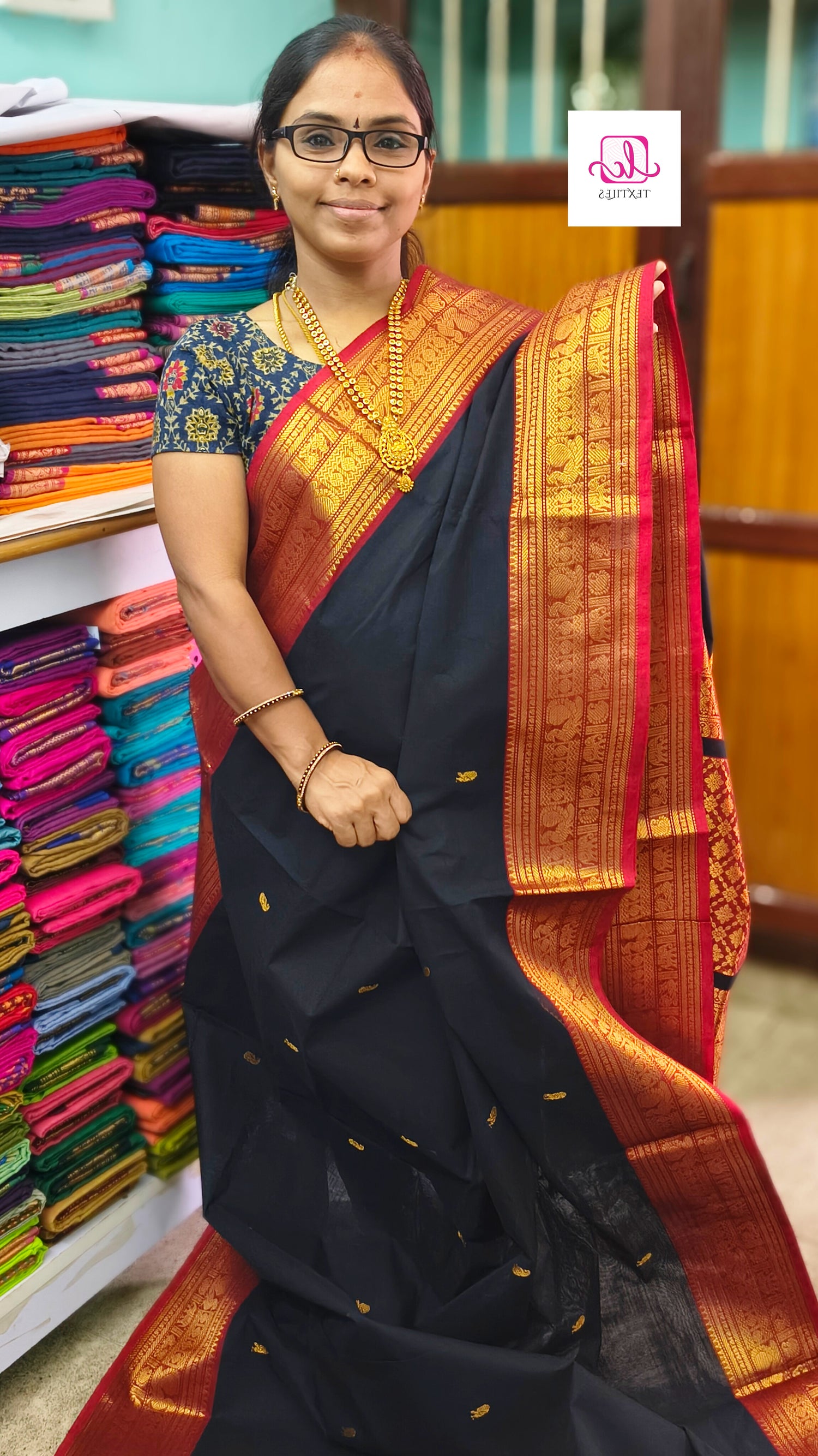 Kanchi Cotton Festival Fusion Black