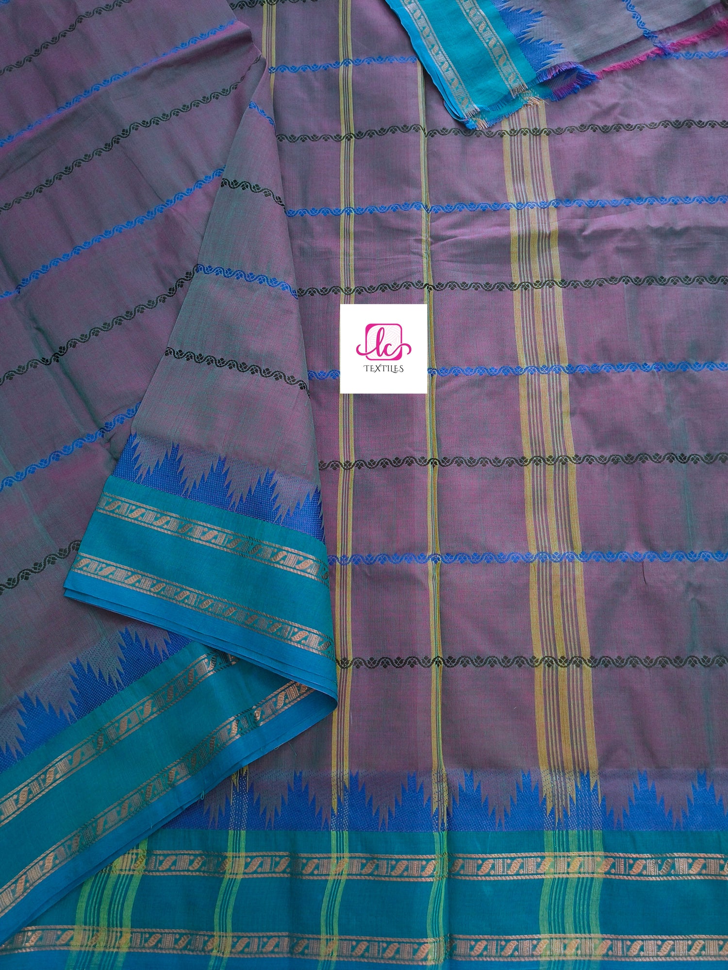 Kanchi Cotton Festival Fusion Pink mixed rama green dual tone