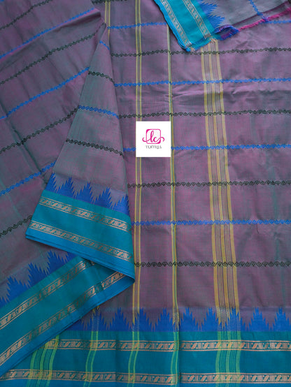 Kanchi Cotton Festival Fusion Pink mixed rama green dual tone
