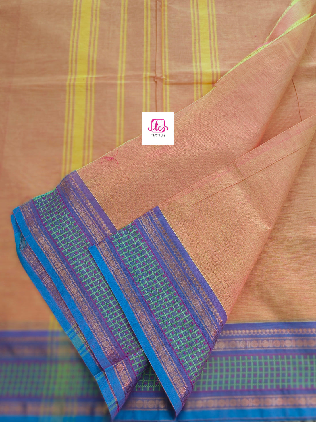Kanchi Cotton All Day Fusion Lemon yellow mixed pink dual tone