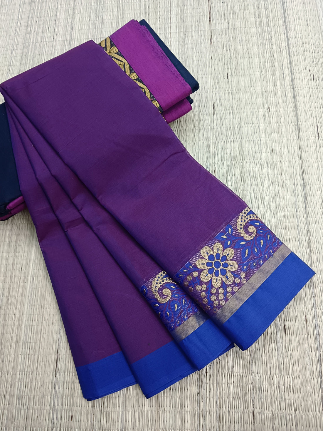 Kanchi Cotton All Day Fusion Blue mixed pink Dual tone