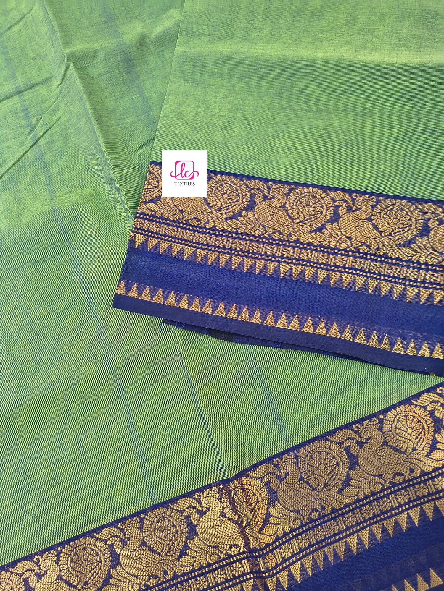 Kanchi Cotton All Day Fusion Green mixed Blue dual tone