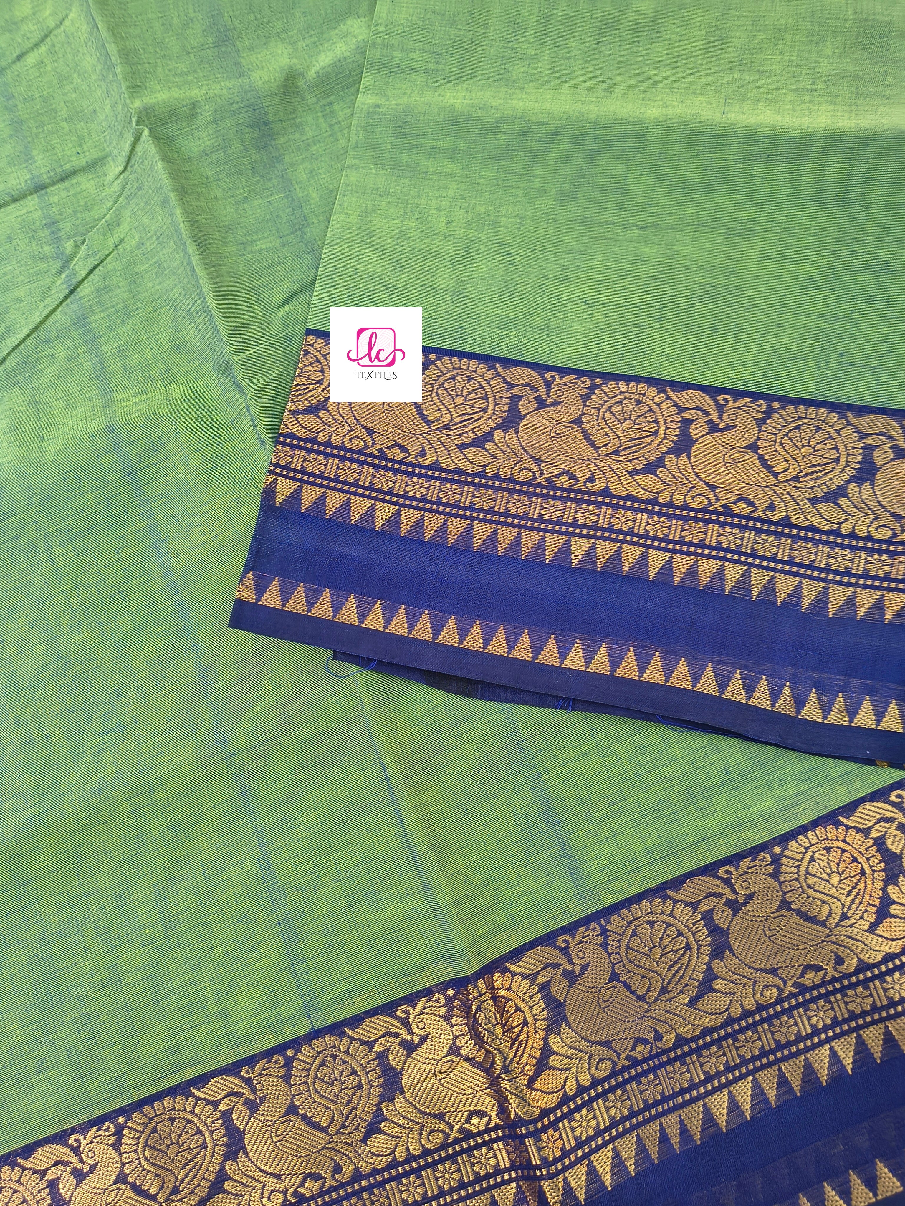Kanchi Cotton All Day Fusion Green mixed Blue dual tone