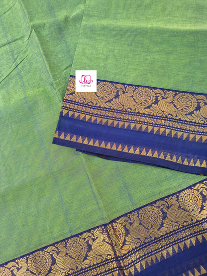 Kanchi Cotton All Day Fusion Green mixed Blue dual tone