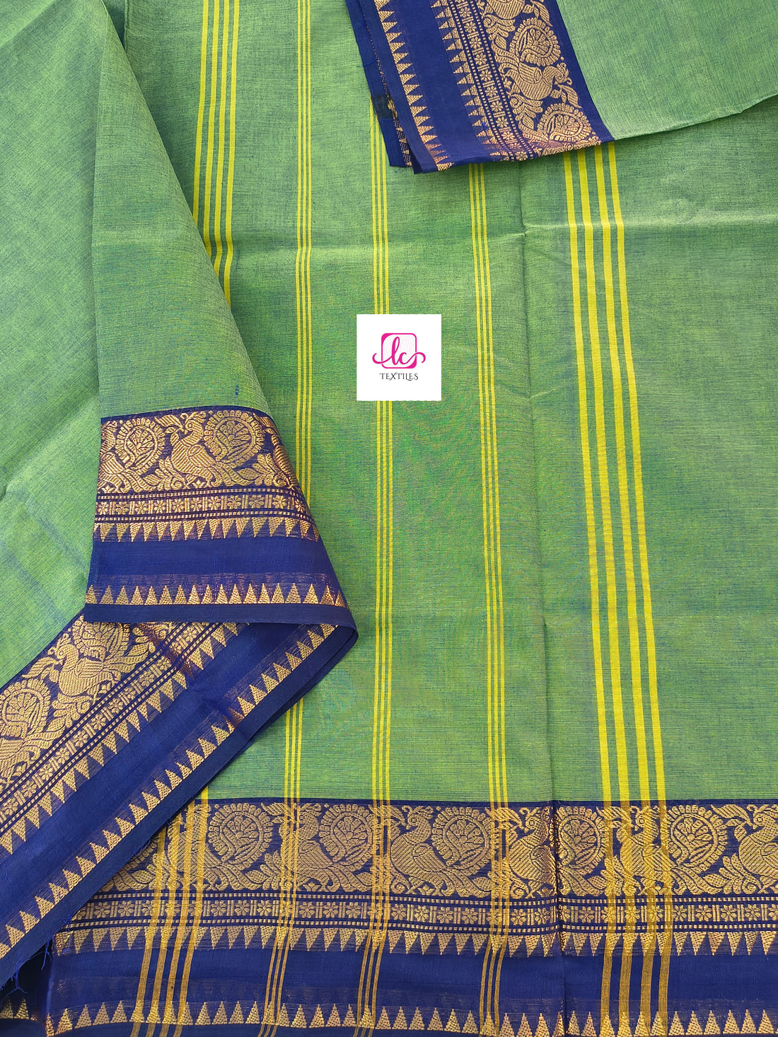 Kanchi Cotton All Day Fusion Green mixed Blue dual tone