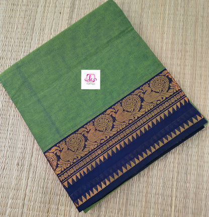 Kanchi Cotton All Day Fusion Green mixed Blue dual tone