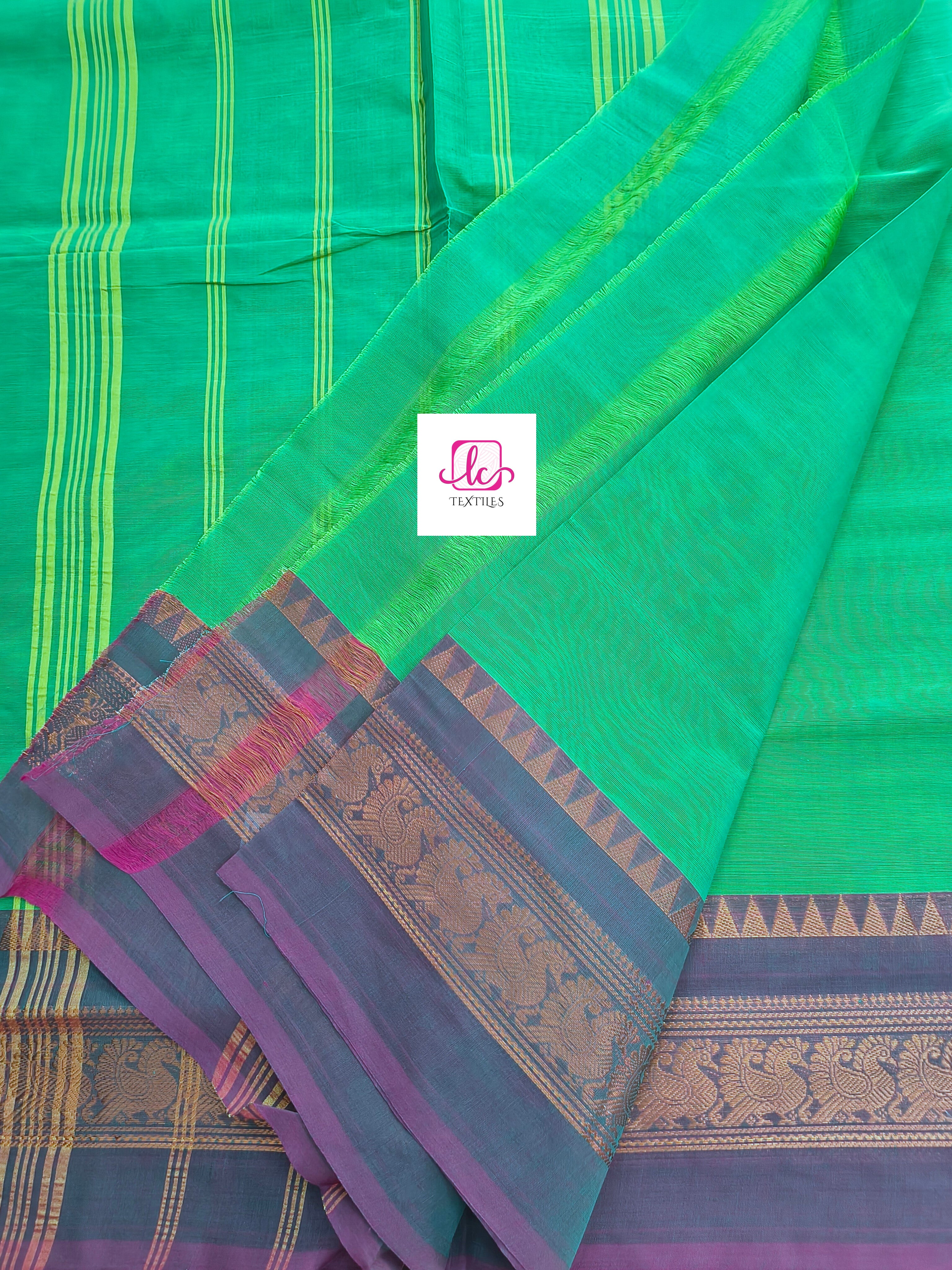 Kanchi Cotton All Day Fusion Neon green mixed blue
