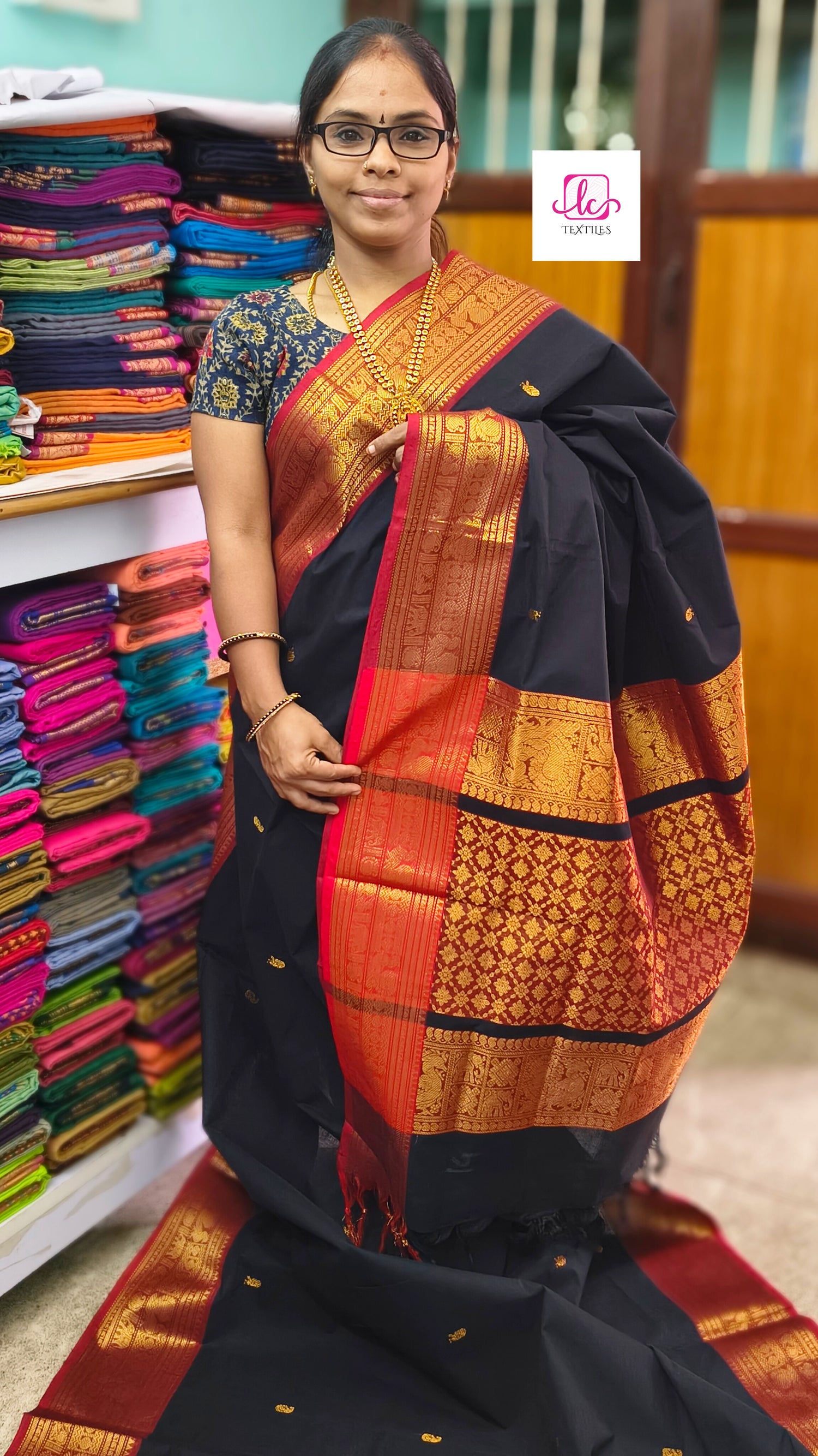 Kanchi Cotton Festival Fusion Black