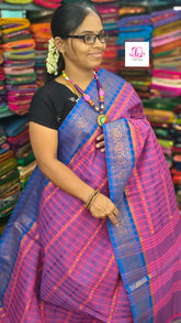 Kanchi Cotton Festival Fusion Baby pink mixed blue