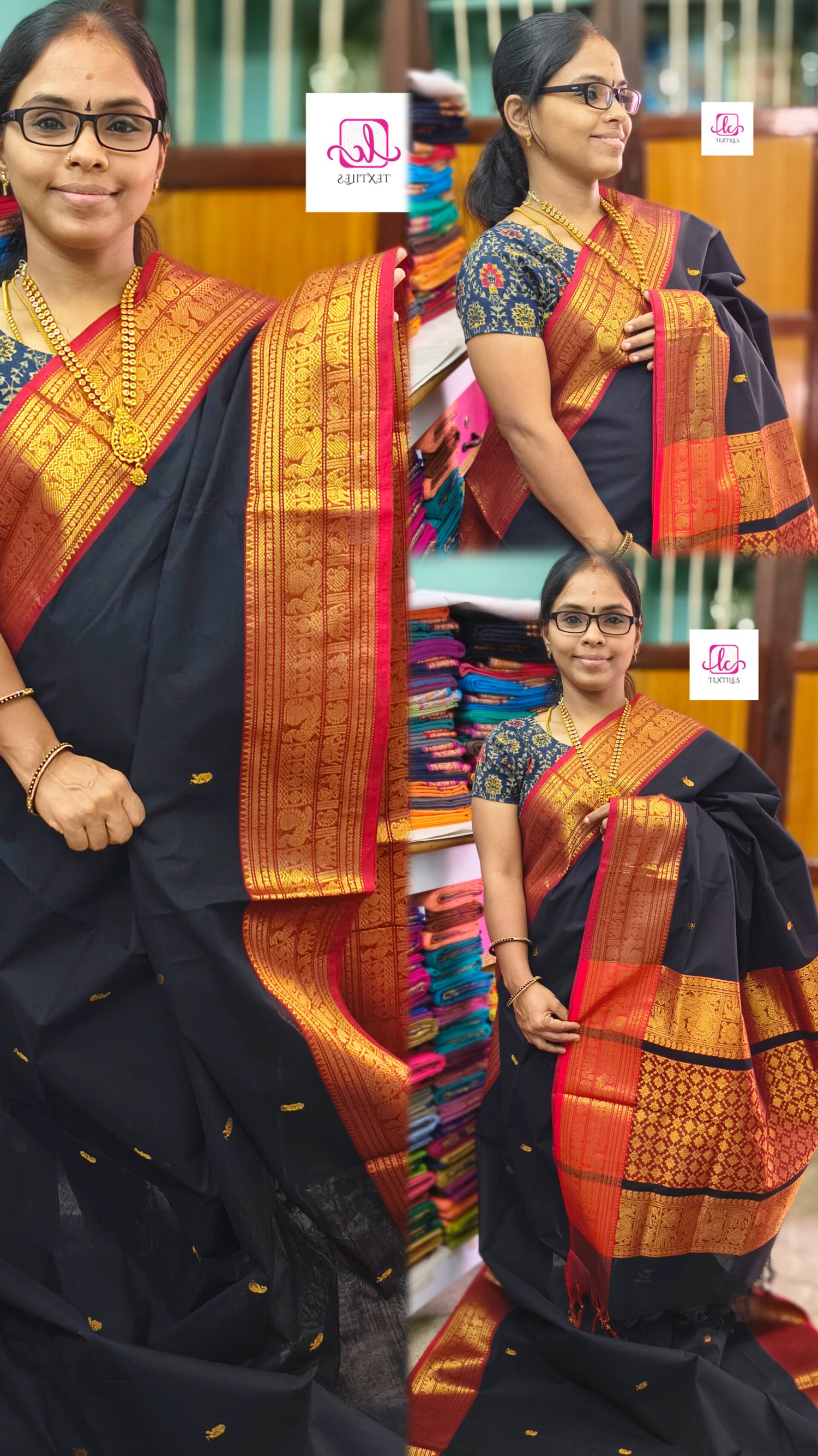 Kanchi Cotton Festival Fusion Black