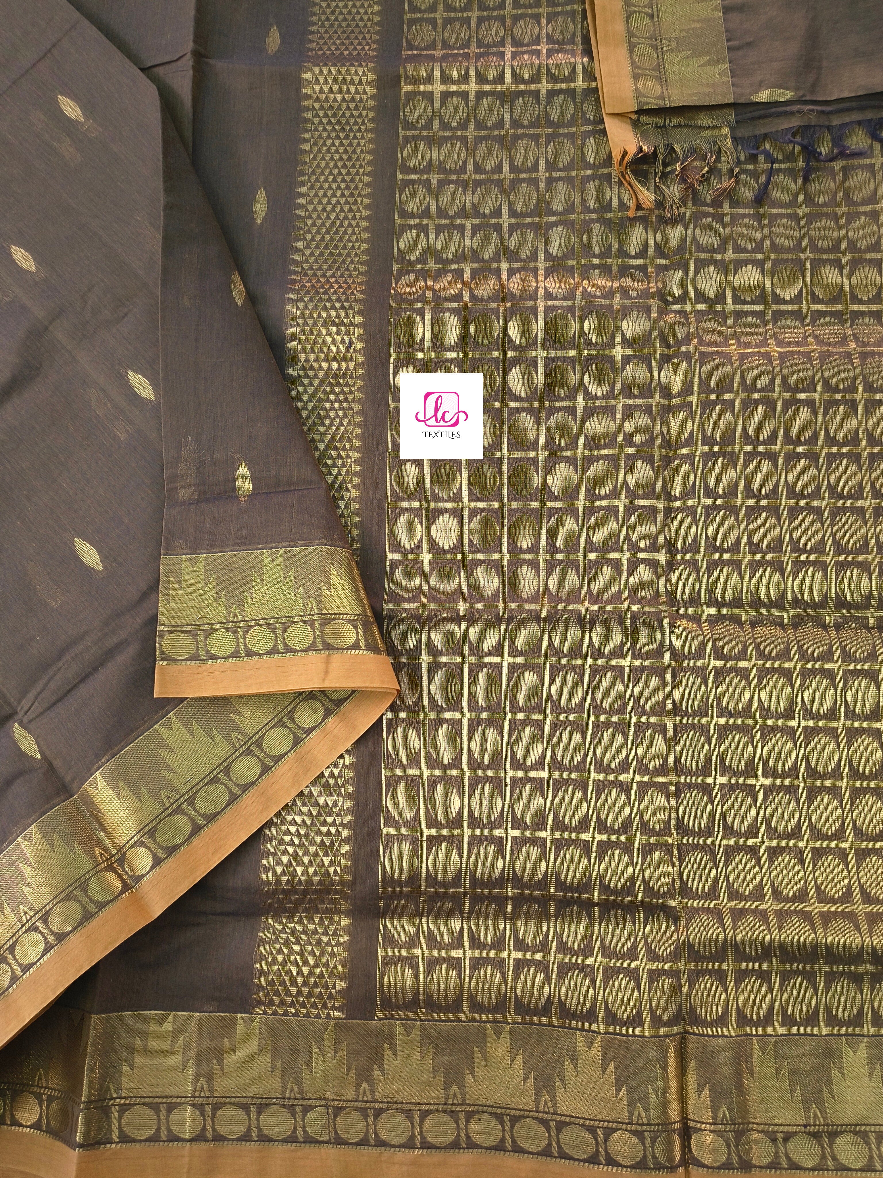 Kanchi Cotton festival Fusion Deep choclate brown