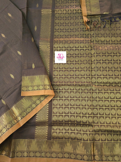 Kanchi Cotton festival Fusion Deep choclate brown