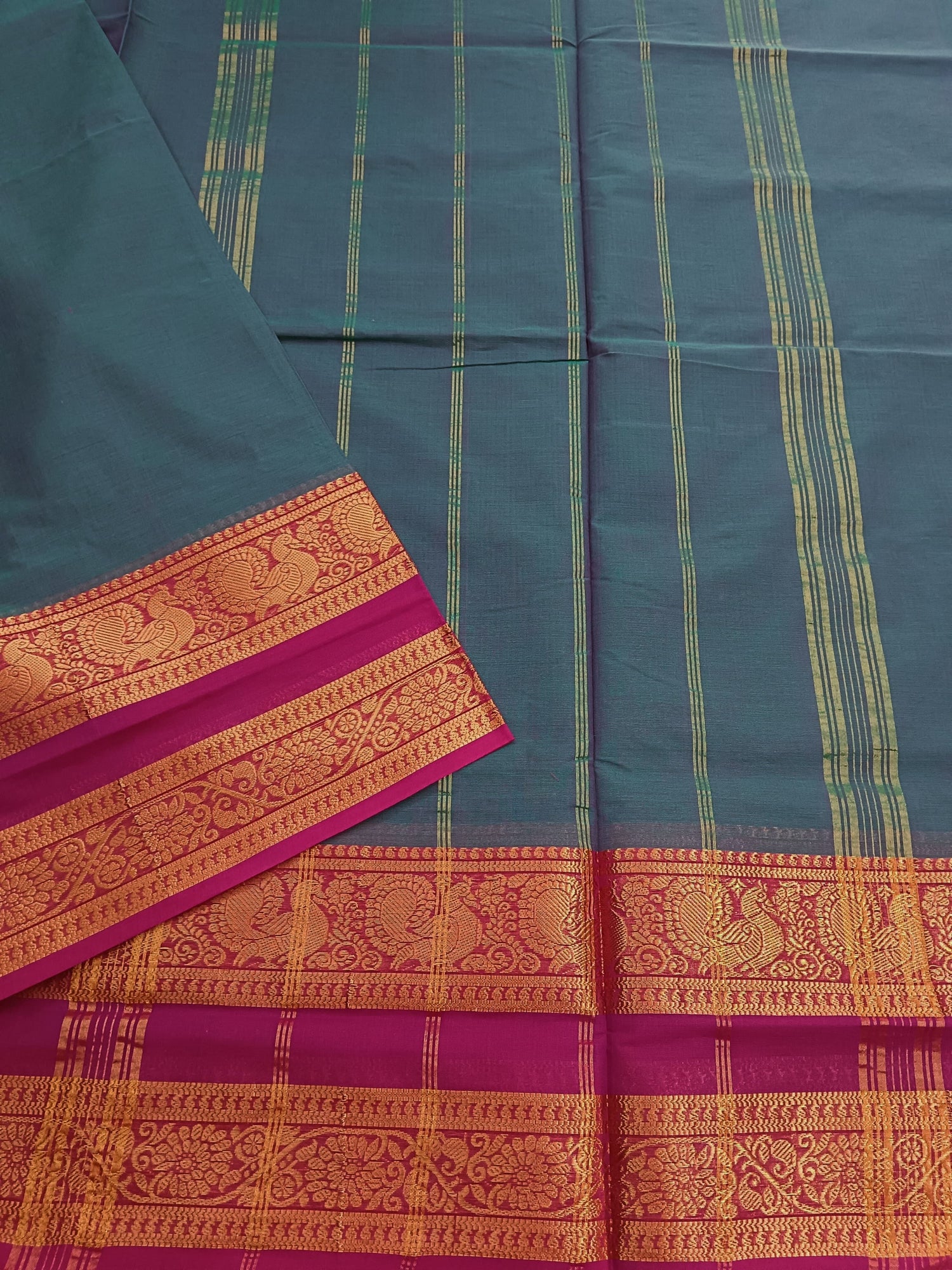 Kanchi Cotton Festival Fusion Green mixed Dual tone