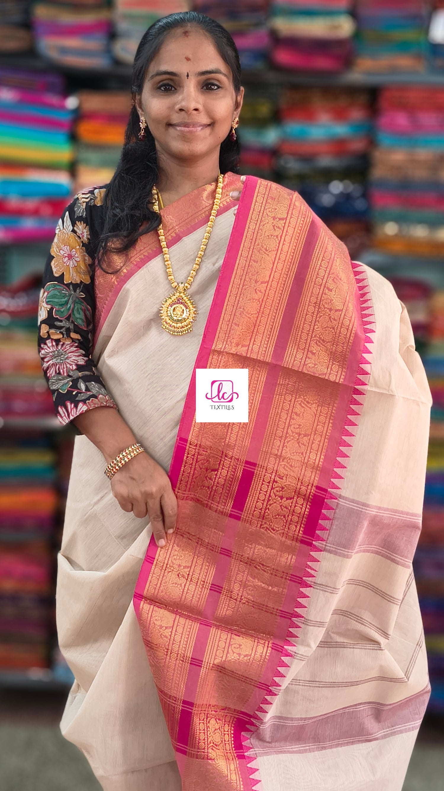 Kanchi Cotton Festival Fusion Half white