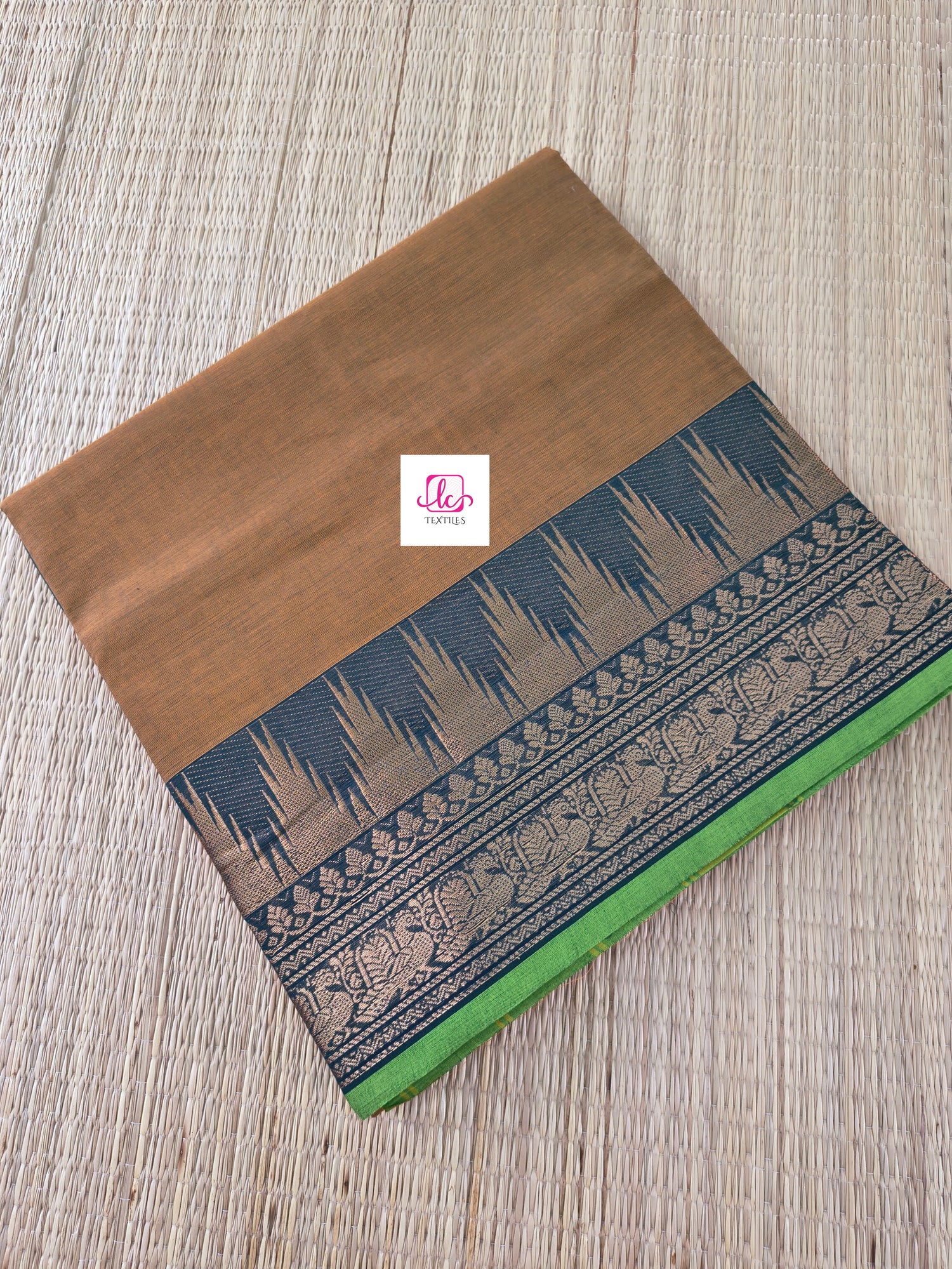 Kanchi Cotton Festival Fusion Khaki mixed Navy blue dual tone