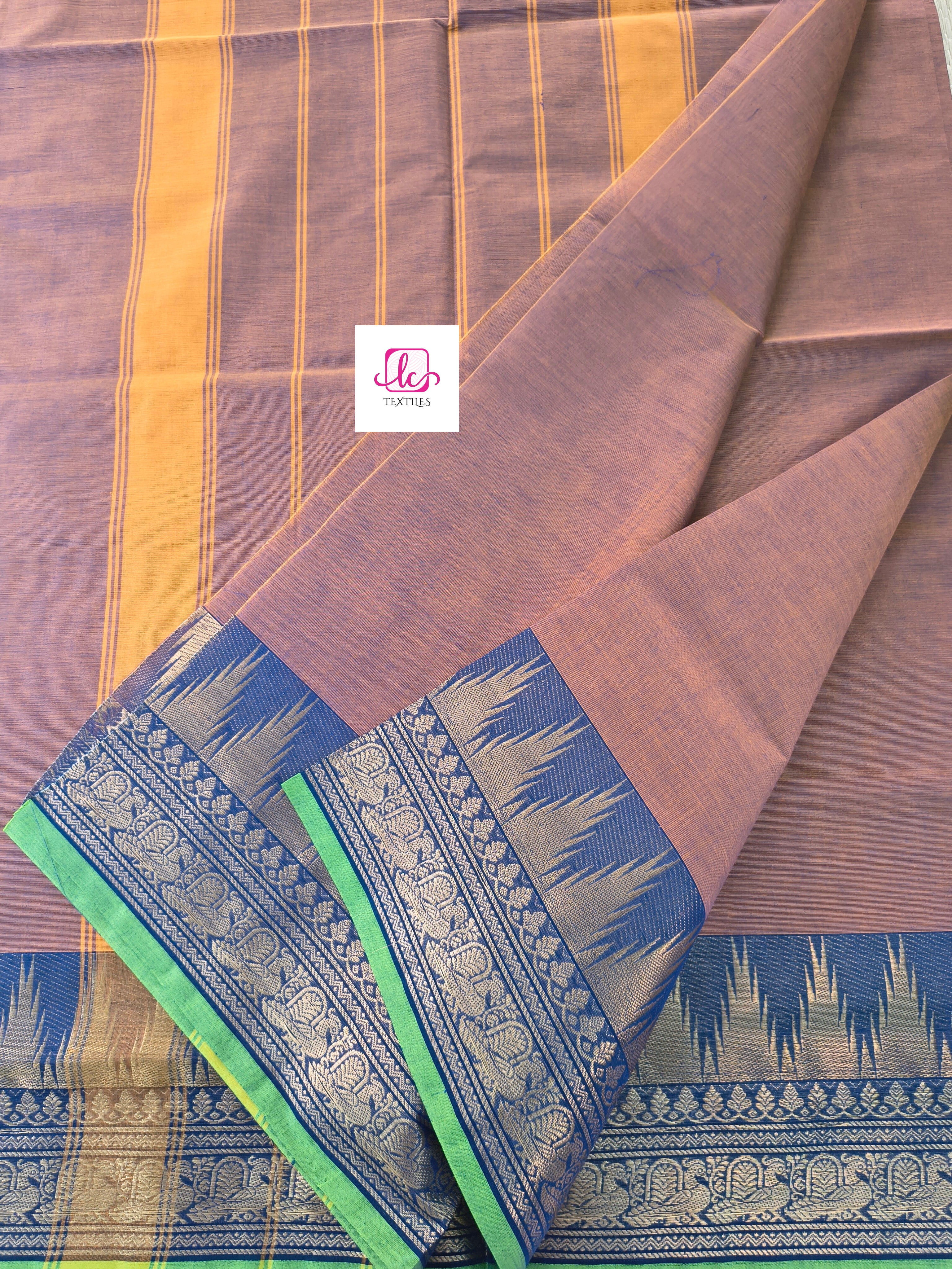 Kanchi Cotton Festival Fusion Khaki mixed pink dual tone