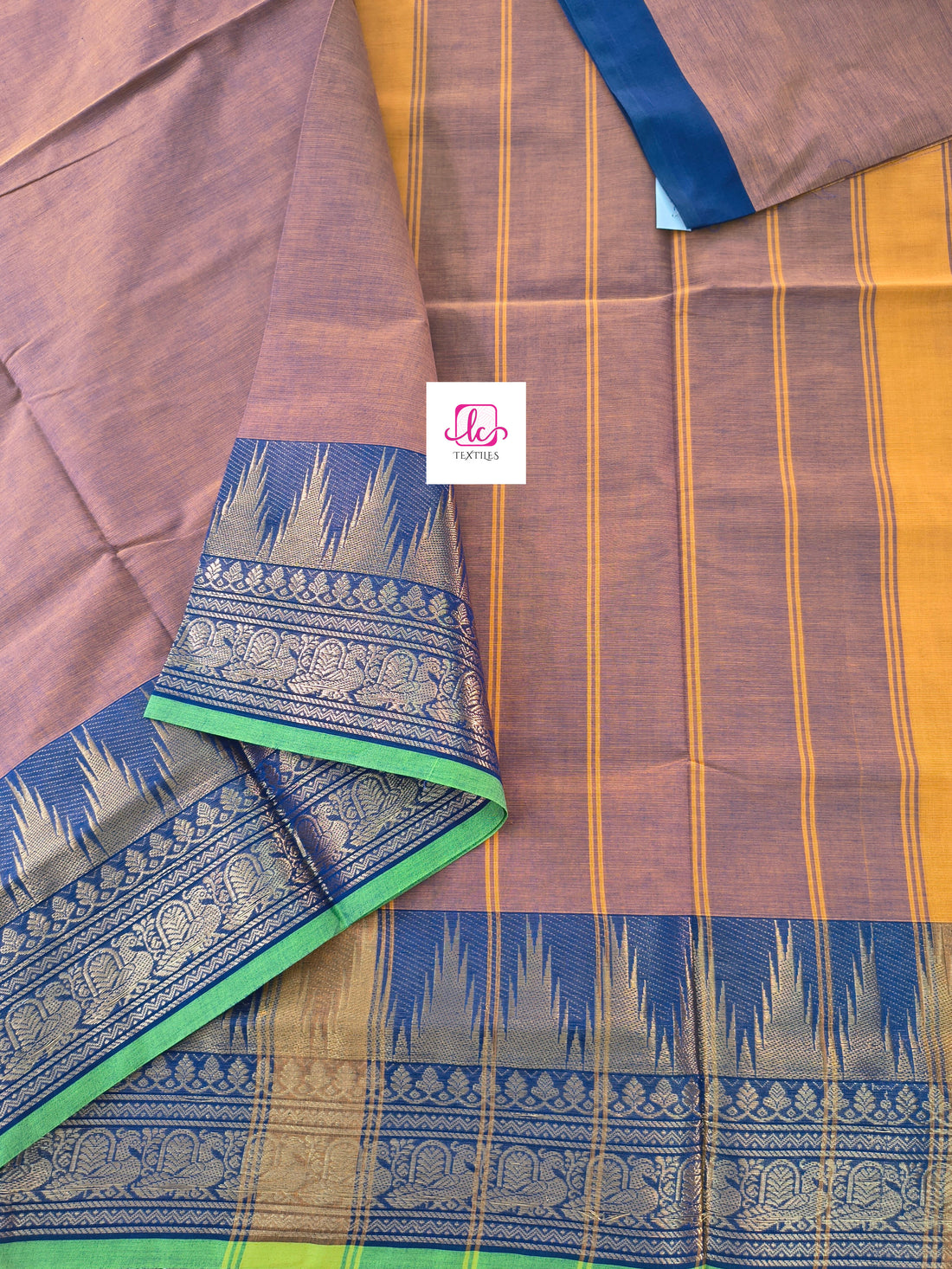 Kanchi Cotton Festival Fusion Khaki mixed pink dual tone
