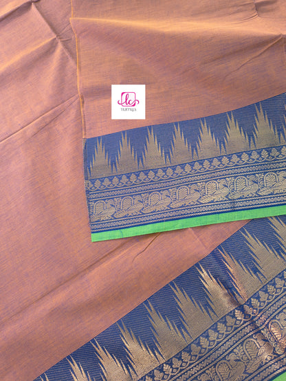 Kanchi Cotton Festival Fusion khaki mixed pink dual tone