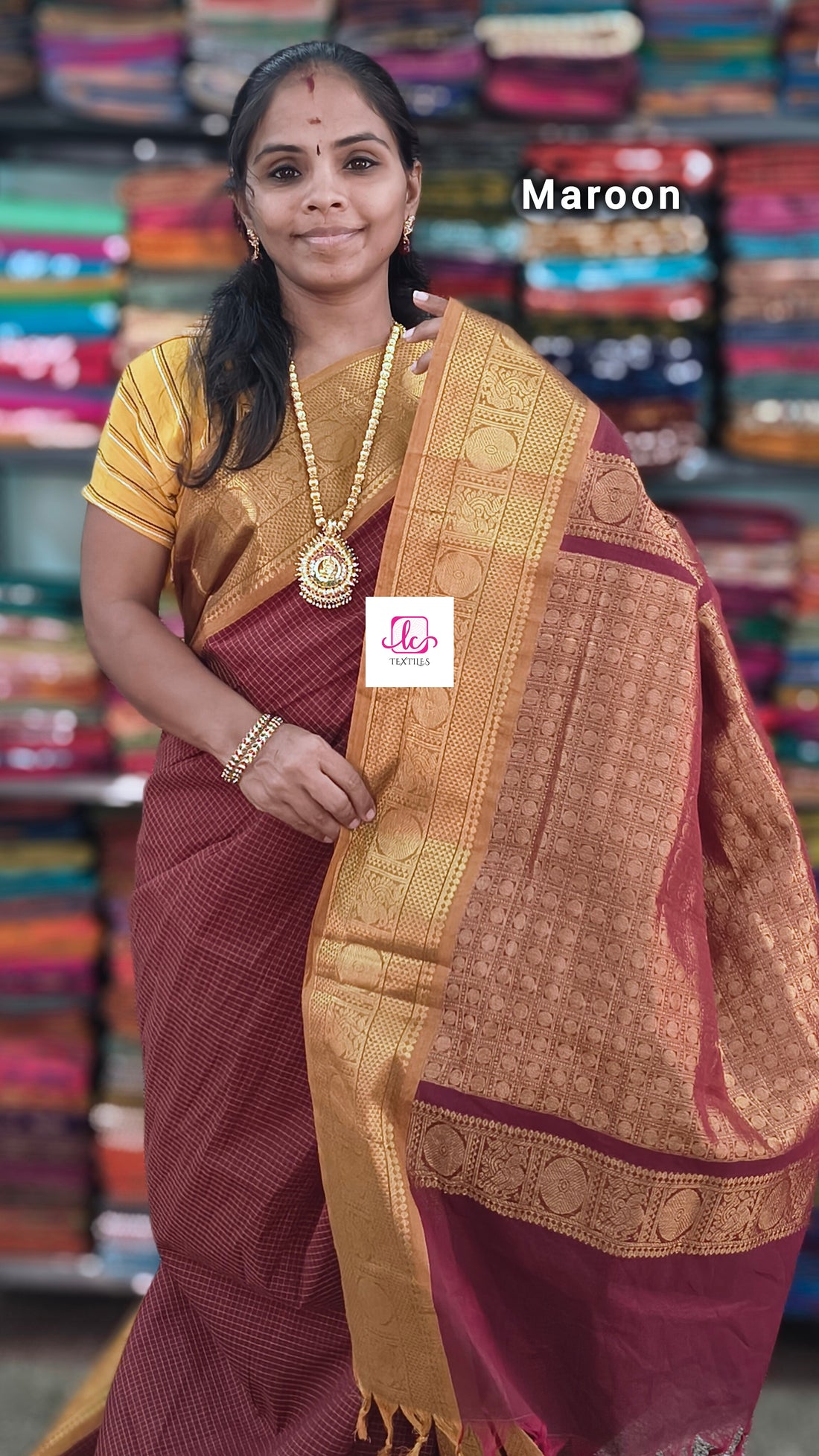 Kanchi Cotton Festival Fusion Maroon