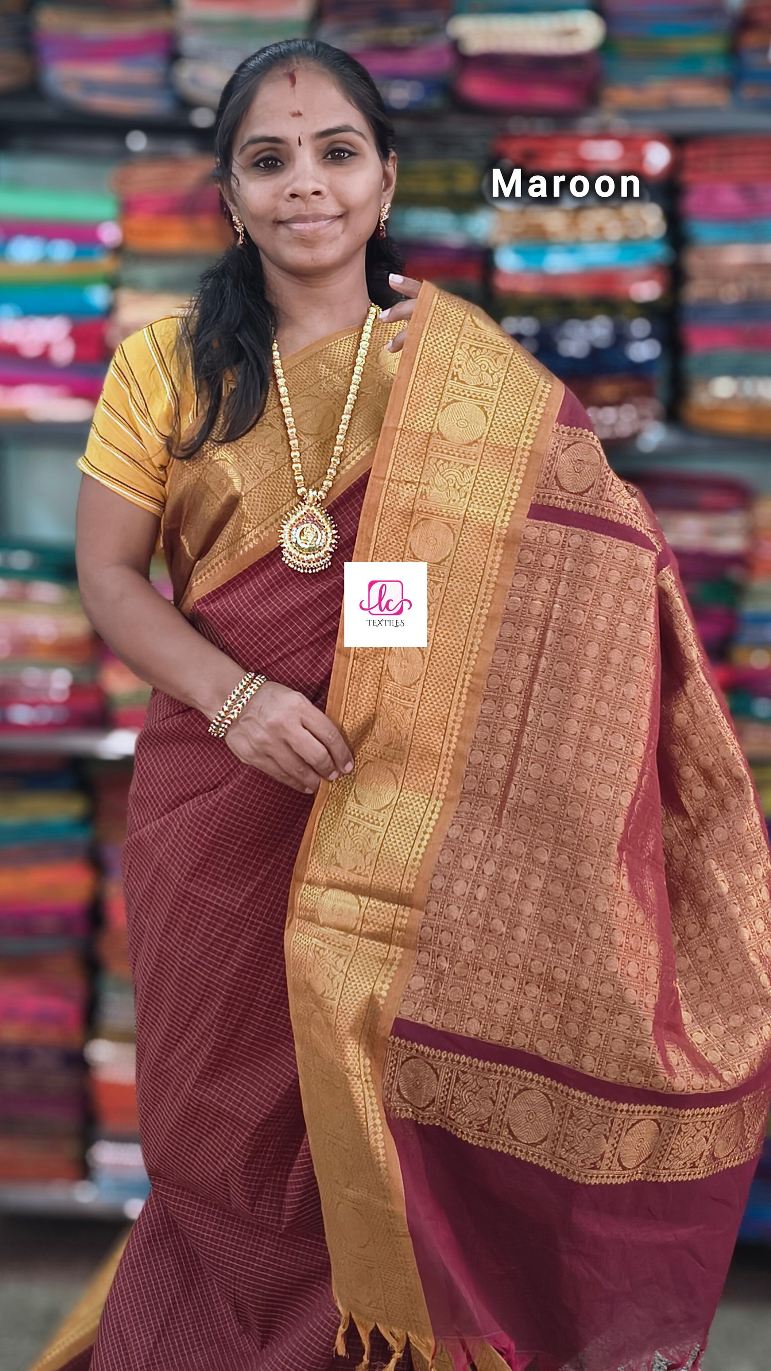 Kanchi Cotton Festival Fusion Maroon