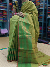 Kanchi Cotton Festival Fusion Mustard Yellow mixed Green Dual tone