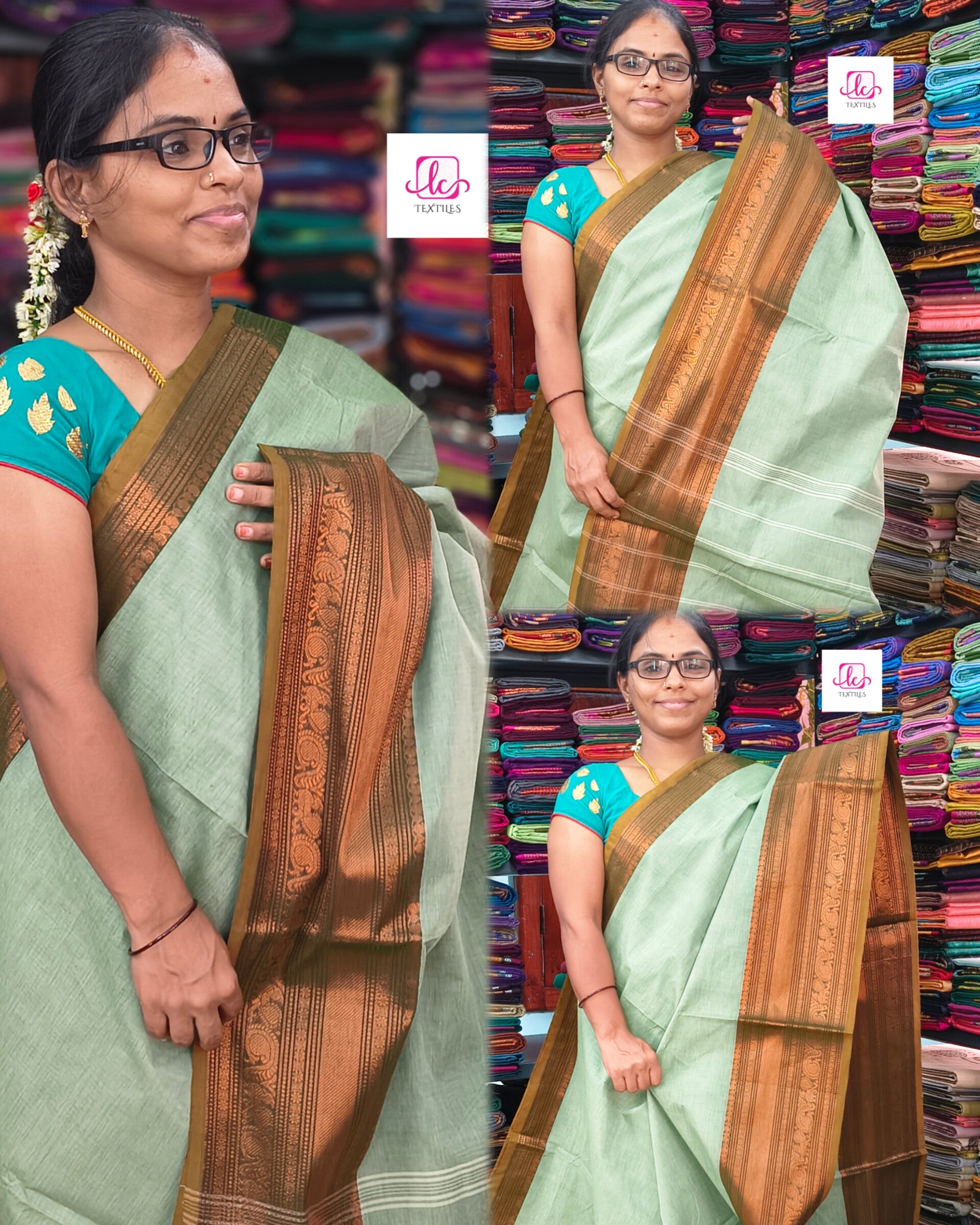 Kanchi Cotton Festival Fusion Pastel  Green