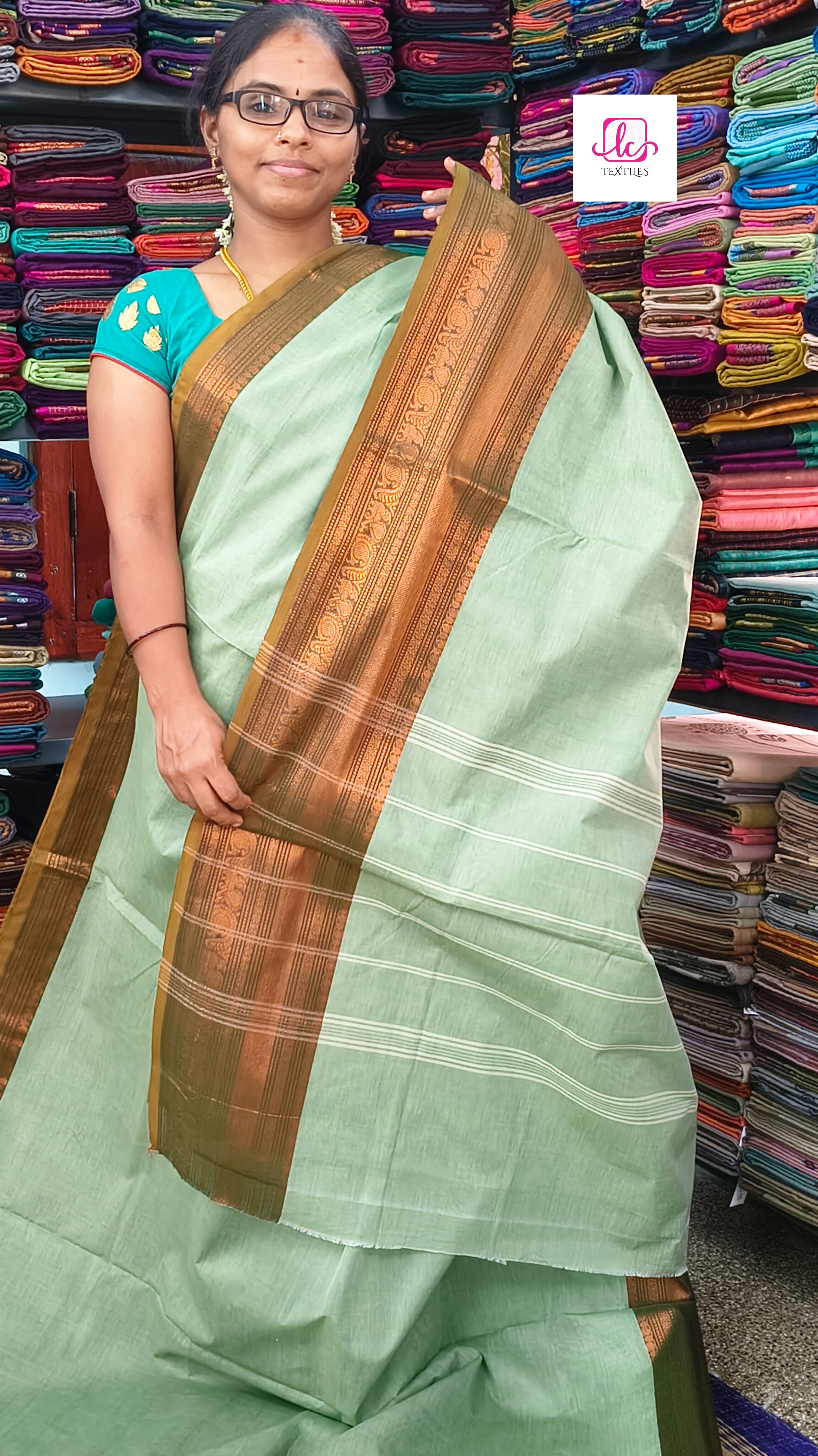 Kanchi Cotton Festival Fusion Pastel  Green