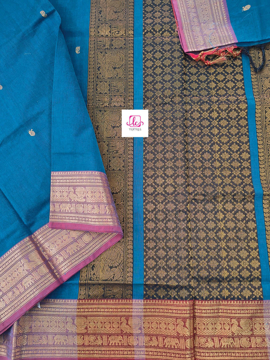 Kanchi Cotton Festival Fusion Peacock blue