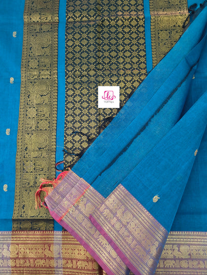 Kanchi Cotton Festival Fusion Peacock blue