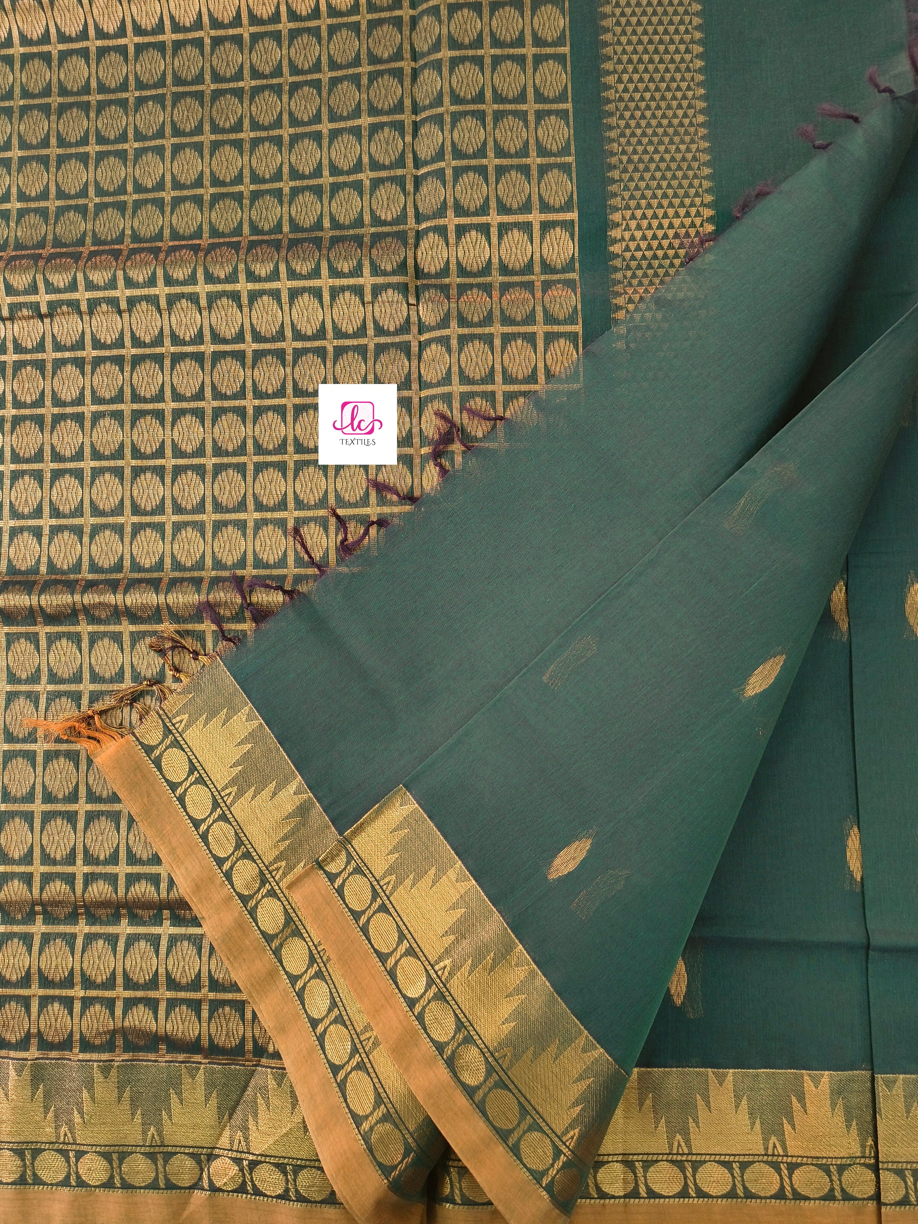 Kanchi Cotton Festival Fusion Deep Bottle green