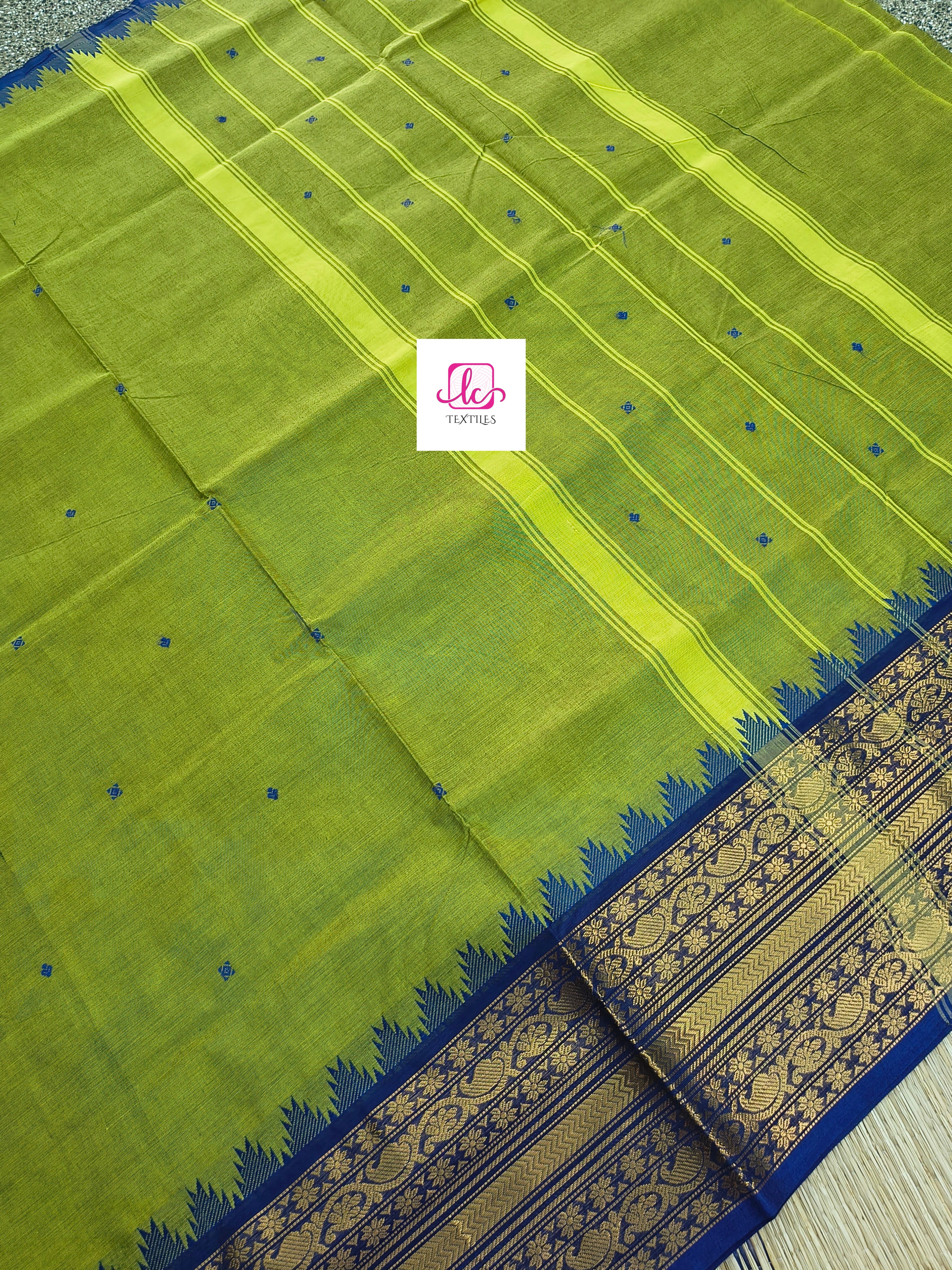Kanchi Cotton Festival Fusion Green lemon yellow
