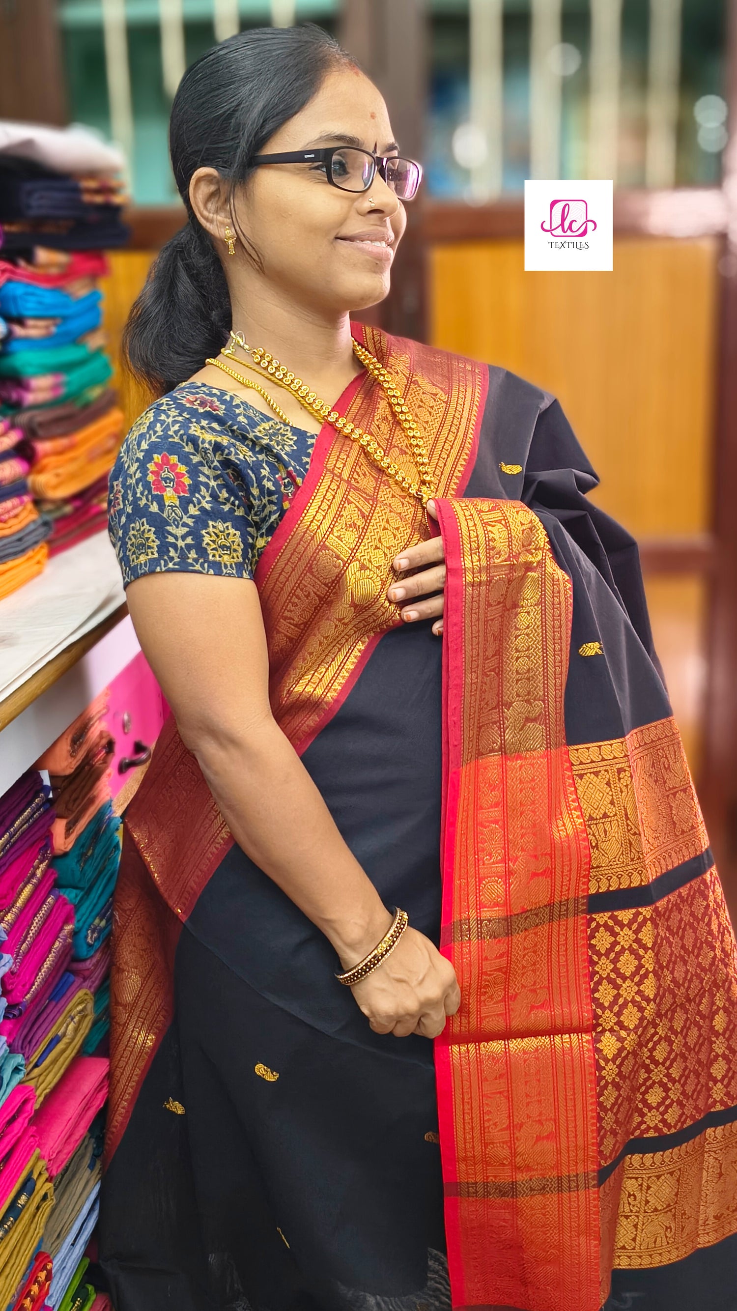 Kanchi Cotton Festival Fusion Black