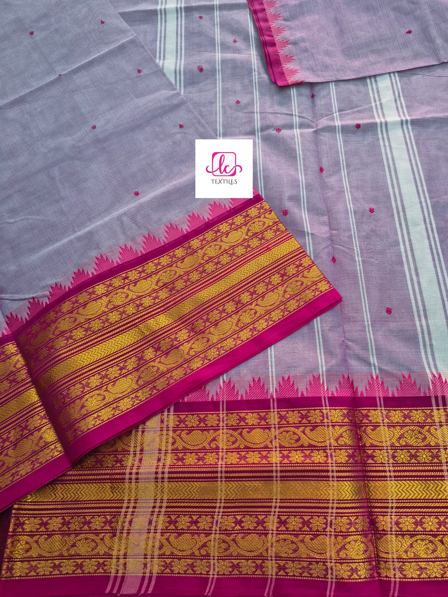 Kanchi Cotton  Festival Fusion Pastel pink