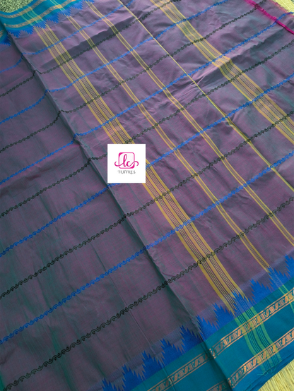 Kanchi Cotton Festival Fusion Pink mixed rama green dual tone