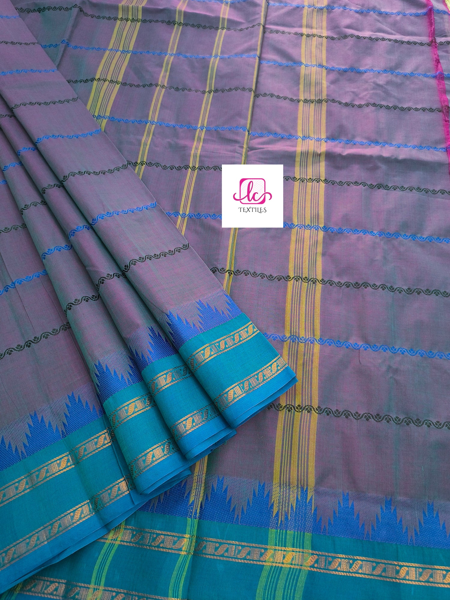 Kanchi Cotton Festival Fusion Pink mixed rama green dual tone