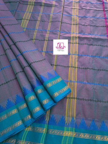 Kanchi Cotton Festival Fusion Pink mixed rama green dual tone