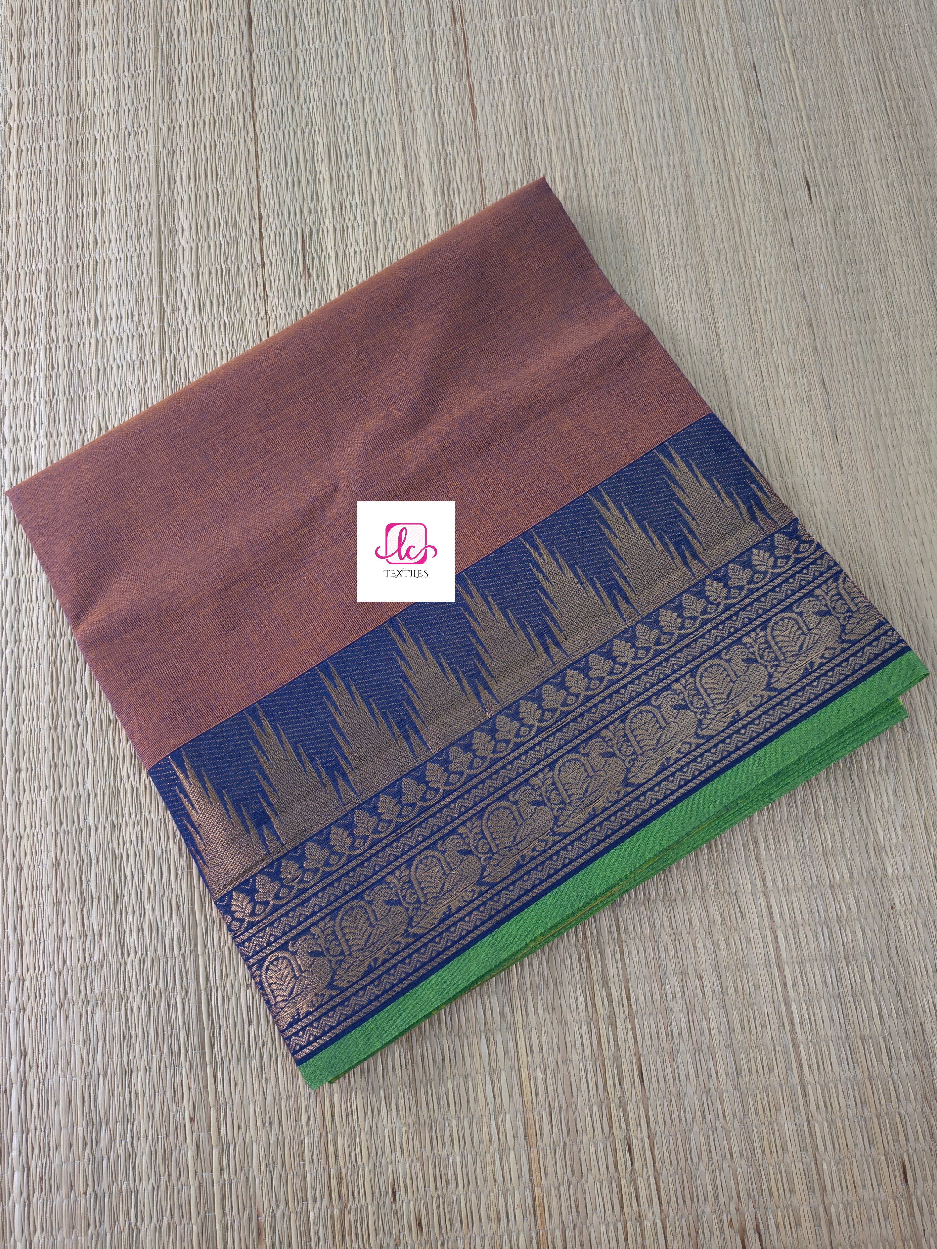 Kanchi Cotton Festival Fusion Khaki mixed pink dual tone